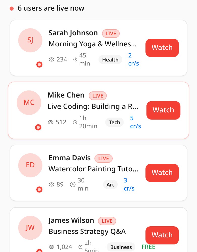 Go Live screen from the MyTime mobile app